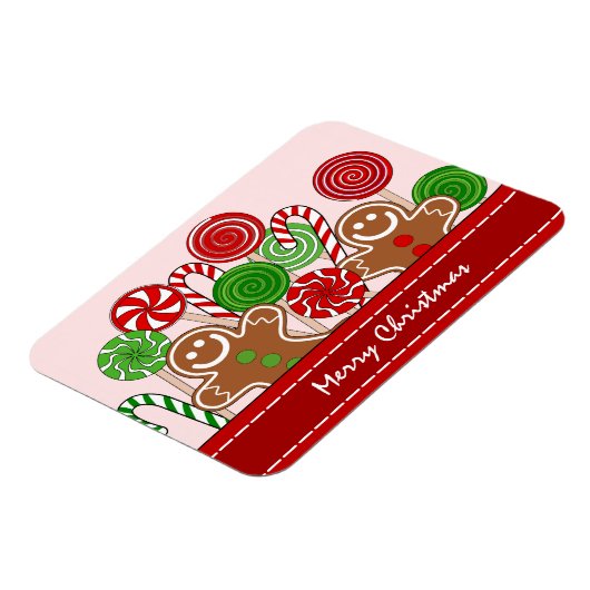 Niedliche Rotweihnachtskuchen Magnet (Linke Seite)