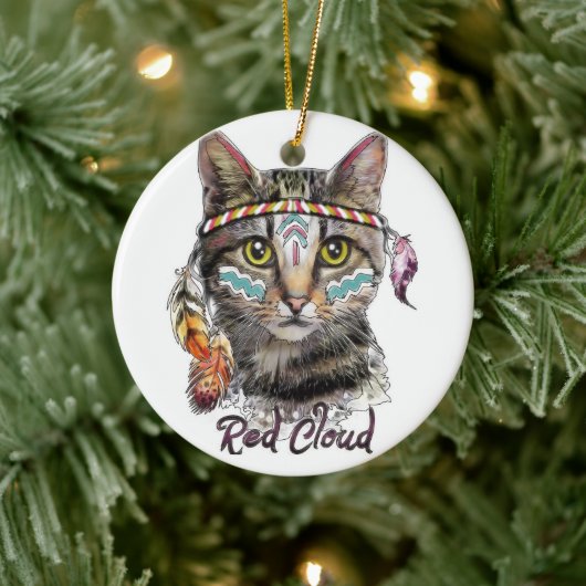 Niedliche Rotwolke Keramik Ornament (Baum)