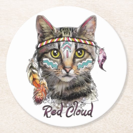 Niedliche Rotwolke Runder Pappuntersetzer (Vorderseite)