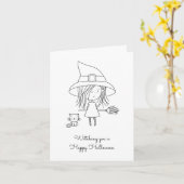 Niedliche Rotzunge und KatzenHalloween-Färbung Karte (Gelbe Blume)