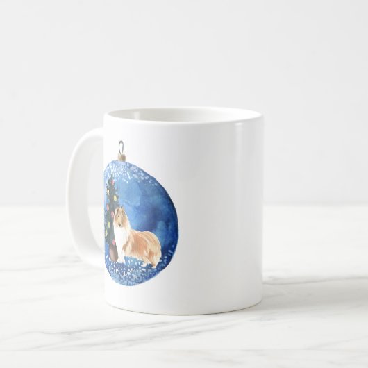 Niedliche Rough Collie Keramik Tasse (Vorderseite Links)