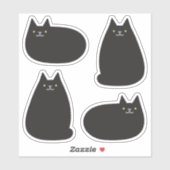 Niedliche Round Kawaii Black Cat Aufkleber (Blatt)