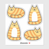 Niedliche Round Kawaii Stripey Orange Tabby Cat Aufkleber (Blatt)