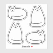 Niedliche Round Kawaii White Cat Aufkleber (Blatt)