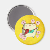 Niedliche Round Maneki Neko Katze Magnet (Vorderseite/Rückseite)