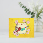 Niedliche Round Maneki Neko Katze Postkarte (Stehend Vorderseite)