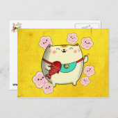 Niedliche Round Maneki Neko Katze Postkarte (Vorne/Hinten)