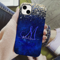 Niedliche Royal Blue Gold Imitate Glitzer Monogram