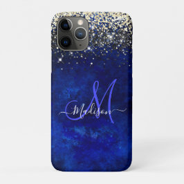 Niedliche Royal Blue Gold Imitate Glitzer Monogram Case-Mate iPhone Hülle