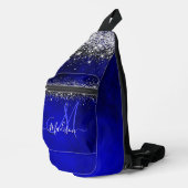 Niedliche Royal Blue Silver Imitate Glitzer Monogr Crossbody Bag (Rechte Ecke)