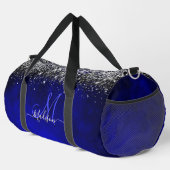 Niedliche Royal Blue Silver Imitate Glitzer Monogr Duffle Bag (Rechte Ecke)