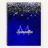 Niedliche Royal Blue Silver Imitate Glitzer Monogr Notizblock (Vorderseite)