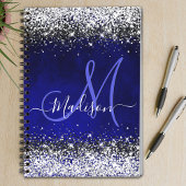 Niedliche Royal Blue Silver Imitate Glitzer Monogr Notizblock
