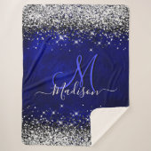 Niedliche Royal Blue Silver Imitate Glitzer Monogr Sherpadecke (Vorderseite)