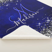 Niedliche Royal Blue Silver Imitate Glitzer Monogr Sherpadecke (3/4)
