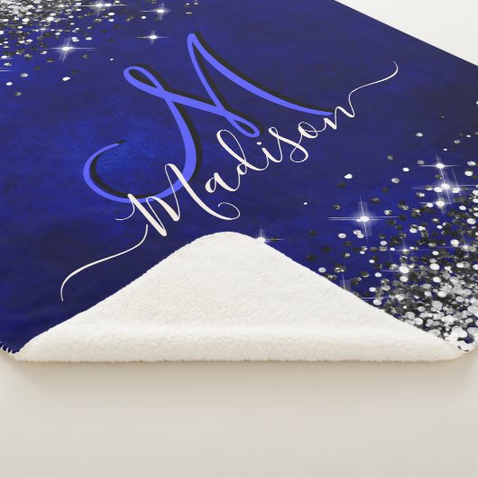 Niedliche Royal Blue Silver Imitate Glitzer Monogr Sherpadecke (3/4)