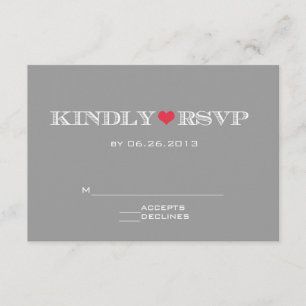 Niedliche RSVP-Karten für graue Hochzeiten RSVP Karte
