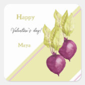 Niedliche Rüben in Liebe Wasserfarben Handgestrich Quadratischer Aufkleber (Vorderseite)