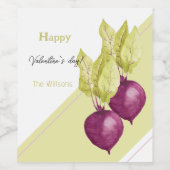 Niedliche Rüben in Liebe Wasserfarben Handgestrich Weinetikett (Einzelnes Label)