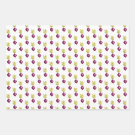 Niedliche Rüben und Lemon-Wasserfarben-Muster Geschenkpapier Set