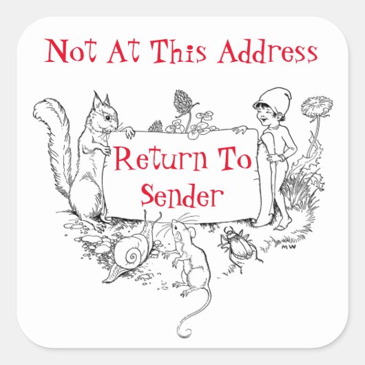 Niedliche Rückgabe an den Sender-Aufkleber Quadratischer Aufkleber (Vorderseite)