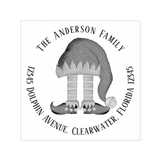 Niedliche Rücksendeadresse Funny Elf Zurück Weihna Permastempel (Design)