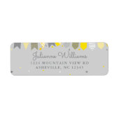 Niedliche Rücksendeadresse Party Gelb-Grau-Banner (Vorne)