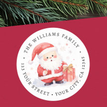 Niedliche Rücksendeadresse zur Santa Aquarellbilde