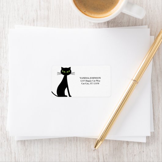 Niedliche Rücksendeadressen-Aufkleber der Black Ca Adressaufkleber (Insitu)