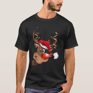 Niedliche Rudolph Red Nose Rentier Weihnachtsmannm T-Shirt