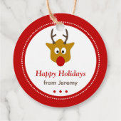 Niedliche Rudolph Rentier Weihnachtsfeiertage Geschenkanhänger (Rückseite)