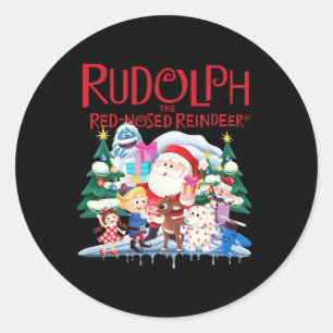Niedliche Rudolph The Red Nosed Rentier Christmas  Runder Aufkleber