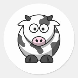 Niedliche Runde Cartoon Kuh Runder Aufkleber