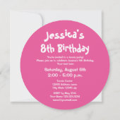 Niedliche runde Mädchentennis Geburtstags-Party Einladung (Rückseite)