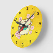 Niedliche runde Maneki Neko Katze Wanduhr (Winkel)