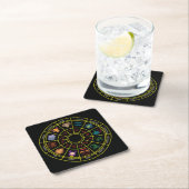 Niedliche runde Zodiakische Symbole und Zeichen Rechteckiger Pappuntersetzer (Vor Ort)