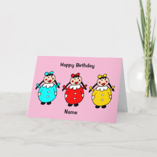 Niedliche Rundmädchen Sonniger Cartoon Geburtstag Karte