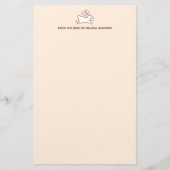 Niedliche Running Bunny Rabbit Custom Text Beige Briefpapier (Vorderseite)