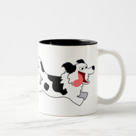 Niedliche Running Cartoon Border Collie Tasse