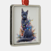 NIEDLICHE RUSSISCHE BLAUE CAT CHRISTMAS FERIENLICH ORNAMENT AUS METALL (Rechts)
