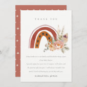 Niedliche Rust Boho Orange Rainbow Baby Dusche Dankeskarte (Vorne/Hinten)