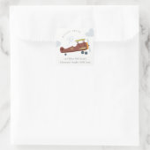 Niedliche Rust Green Blue Biplane Cloud-Herzadress Quadratischer Aufkleber (Tasche)