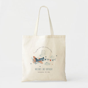 Niedliche Rust Navy Flugzeug Cloud Stars Sky Gebur Tragetasche