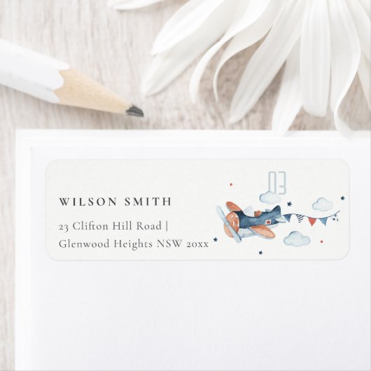 Niedliche Rust Navy Kid Flugzeug Clouds Stars Adre (Insitu)