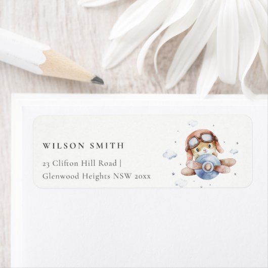 Niedliche Rust Navy Kid Flugzeug Teddy Cloud Stars (Insitu)