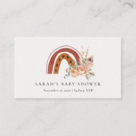 Niedliche Rust Orange Boho Bläsernieder Baby Dusch Platzkarte