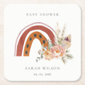 Niedliche Rust Orange Boho Bläsernieder Baby Dusch Rechteckiger Pappuntersetzer (Vorderseite)