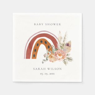 Niedliche Rust Orange Boho Bläsernieder Baby Dusch Serviette