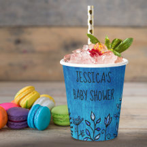 Niedliche Rustikal Blue Floral Individuelle Name B