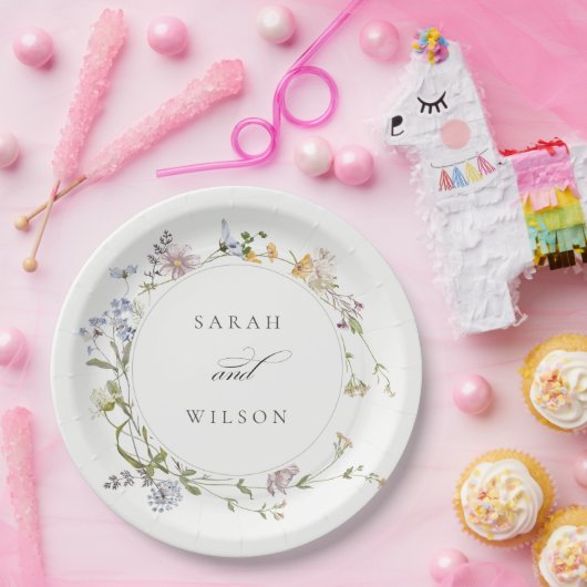 Niedliche Rustikal-Gelbe Wiesen-Blumenzwiese Pappteller (Party)